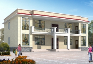 160平方米二層平屋頂房屋設計圖紙及效果圖17x11米