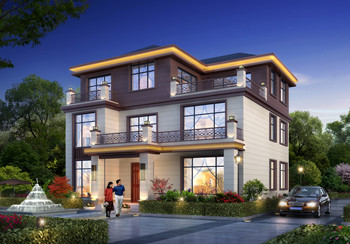 新式160平方米農村三層樓房設計圖，客廳中空