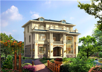 新式帶挑空客廳三層鄉村別墅設計圖，占地170平左右