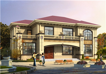 170平方米歐式農(nóng)村兩層小別墅設(shè)計(jì)圖紙帶外觀圖，精致好看