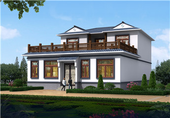 160平方米農村二層四合院別墅設計圖及外觀圖片