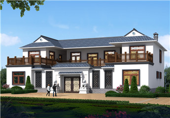 260平方米兩層帶車庫四合院房屋設計圖紙及效果圖