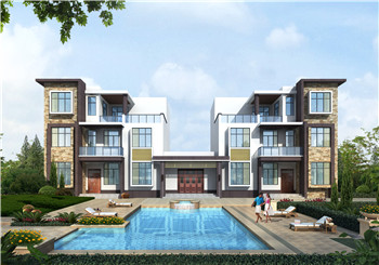 兄弟雙拼別墅設計戶型圖及設計方案圖，帶外觀效果圖，外觀好看