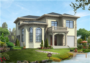 豪華二層別墅設計圖紙及效果圖，帶車庫，歐式別墅方案