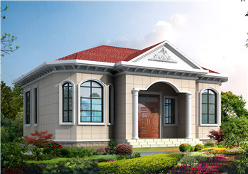 120平方米農村一層平房別墅設計圖紙，含外觀效果圖