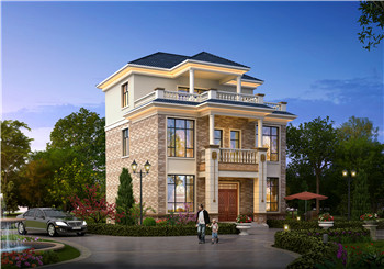 鄉村三層別墅CAD建筑設計圖，110平方米戶型，帶效果圖和全套施工