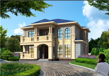 新農村二層帶庭院的小別墅設計圖及效果圖