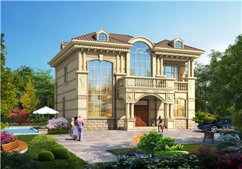 130平方米歐式實用農村二層樓別墅圖紙帶外觀圖12X13米