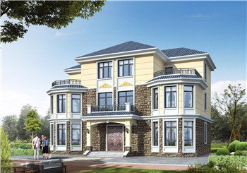 雙戶168平方米小戶型新農村雙拼樓房設計建筑圖紙帶外觀圖