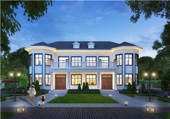 170平方米雙拼別墅戶型建筑設計圖紙及外觀效果圖，復式單戶85平