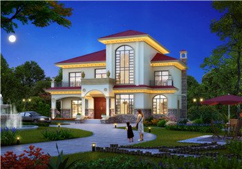 歐式兩層別墅樓房設計圖紙施工方案，高端豪華外觀圖片