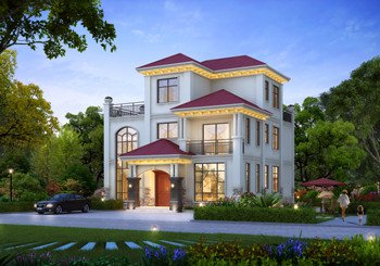 鄉村最美三層別墅設計圖自建房戶型，外觀圖精致漂亮