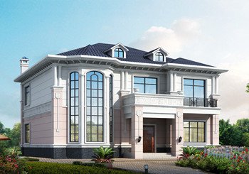 復式大客廳帶旋轉樓梯二層別墅設計圖，大廳很闊氣