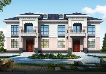 新農(nóng)村二層雙拼小別墅設(shè)計(jì)圖，開間22米的現(xiàn)代房屋圖紙?jiān)O(shè)計(jì)