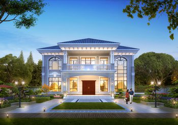 超漂亮的二層別墅設計圖，外觀對稱設計，建好很大氣