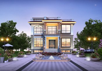 兩層平屋頂帶地下室別墅設計方案（全套自建房施工圖+效果圖）