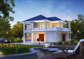 120平帶車庫二層農村別墅施工圖，簡約時尚的外觀