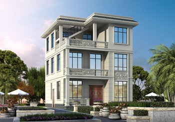 農(nóng)村平屋頂三層現(xiàn)代風(fēng)別墅戶型圖，簡約實(shí)用經(jīng)濟(jì)顏值高