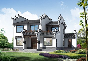 中式徽派二層農村別墅設計圖，白墻黛瓦馬頭墻，永不過時