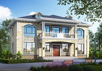 簡約大氣四開間二層自建房設(shè)計(jì)圖，16x10米，經(jīng)典耐看高顏值