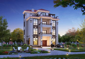 四層農村別墅設計圖，一二層都有廚房和餐廳的戶型方案