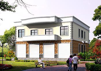 平屋頂二層自建房帶商鋪別墅設(shè)計(jì)圖紙及外觀圖