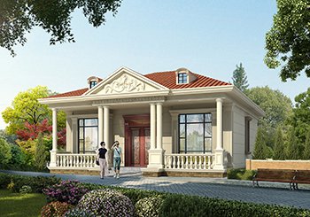 占地120平的農村一層別墅設計圖，帶圍墻院子