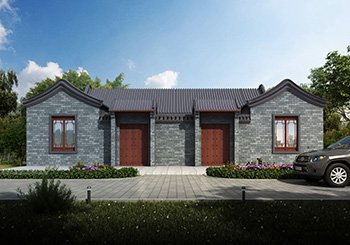 新農村一層中式雙拼小別墅設計圖，舒適簡單好不愜意！