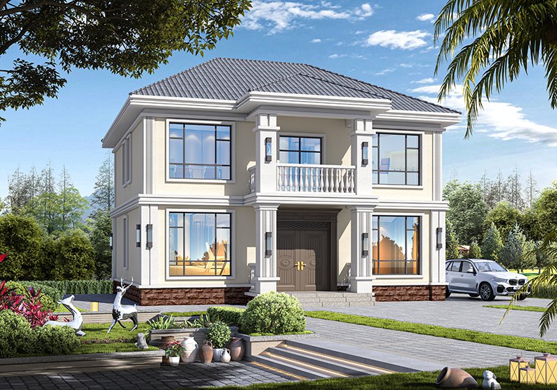 簡單二層農(nóng)村別墅設(shè)計(jì)圖，占地適中，簡約造型，實(shí)用又經(jīng)濟(jì)！