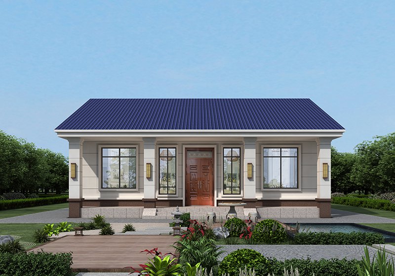 農村一層平房設計圖，人字坡戶型簡單大方，養老自住都不錯