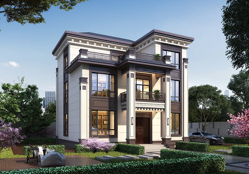 豪華大氣三層農(nóng)村自建房設(shè)計(jì)圖，經(jīng)典大氣，百看不厭，新中式風(fēng)格