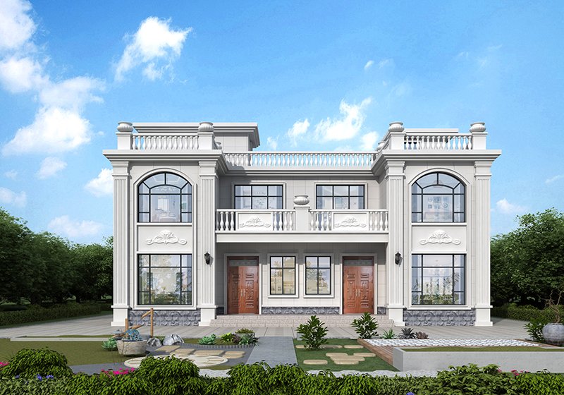 二層農(nóng)村兄弟雙拼別墅設(shè)計(jì)圖，一墻之隔互不干擾，鄰居看了都喜歡