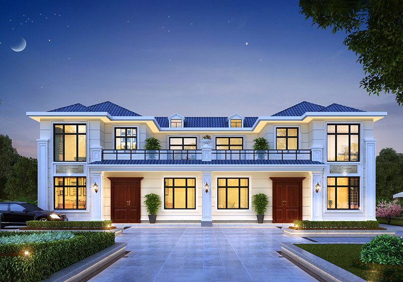 雙拼二層大別墅設(shè)計(jì)圖，大面寬小進(jìn)深，讓兄弟永遠(yuǎn)不分家