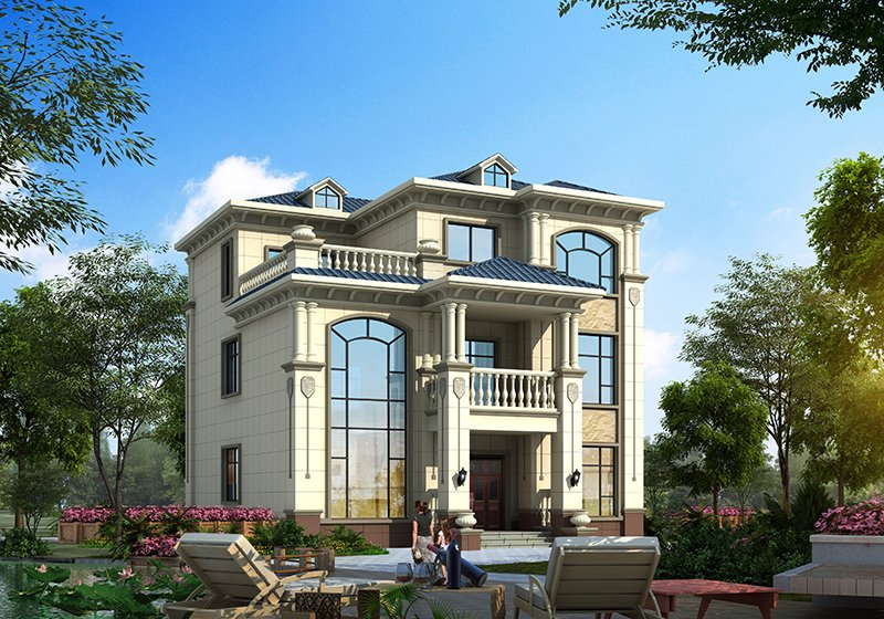 三層帶挑空客廳旋轉樓梯，農村這樣建別墅高檔大氣