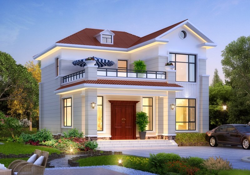 農(nóng)村二間二層房子設(shè)計(jì)方案圖，造型小巧精致，10米乘12米