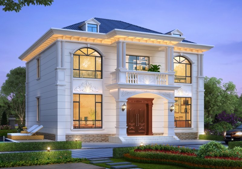 面寬13米方正戶型二層小別墅設計方案，南北通透采光好