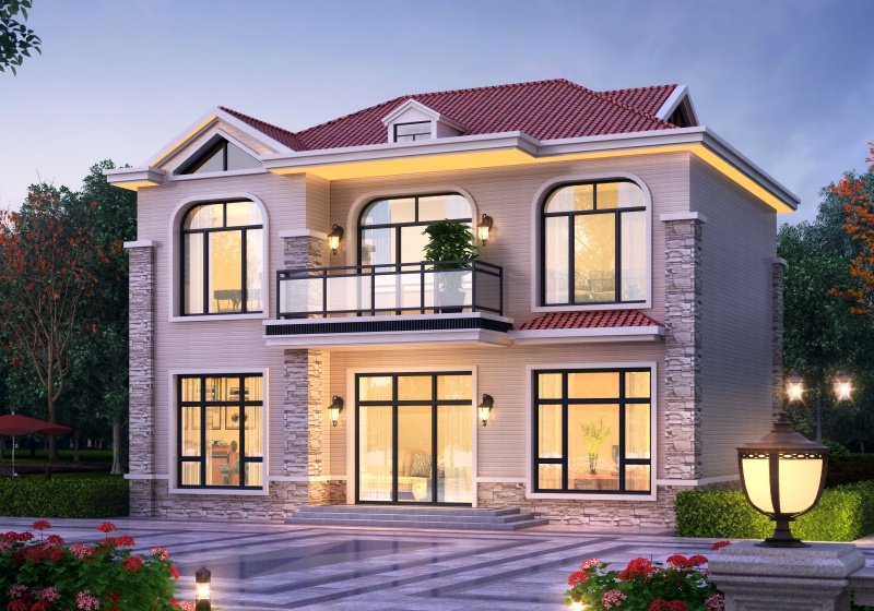 95平米二層別墅必蓋戶型圖，造型洋氣，布局接地氣，趕緊回村建起來