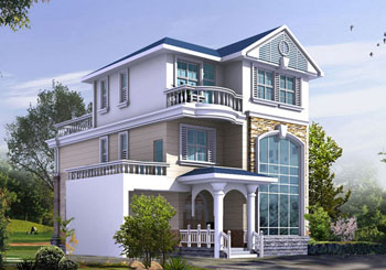 歐式三層樓中樓別墅設計圖紙帶車庫（含外觀效果圖）