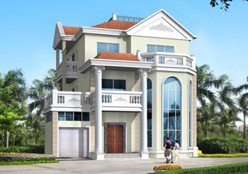 三層帶車庫農(nóng)村別墅設計圖紙（含外觀效果圖）