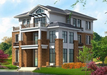 三層樓中樓復式別墅設計圖紙（含外觀效果圖），帶閣樓