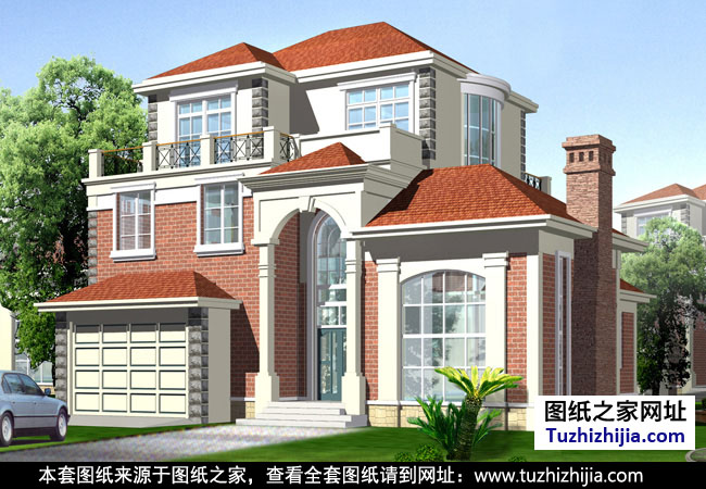 三層帶車庫別墅設計圖紙 效果圖