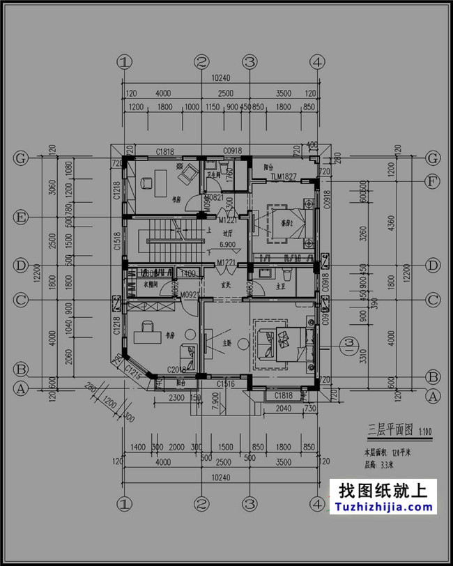 120平方米新農(nóng)村磚混四層房屋設(shè)計(jì)圖紙和效果圖