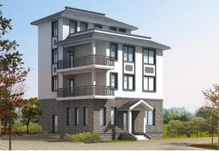 中式復(fù)古四層別墅房屋設(shè)計圖紙，含外觀效果圖