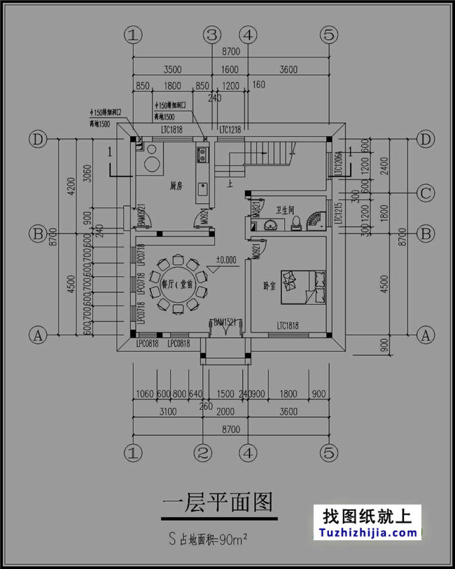 中式復古四層房屋設計圖紙