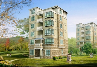 農村六層房屋設計圖紙及效果圖，帶屋頂露臺