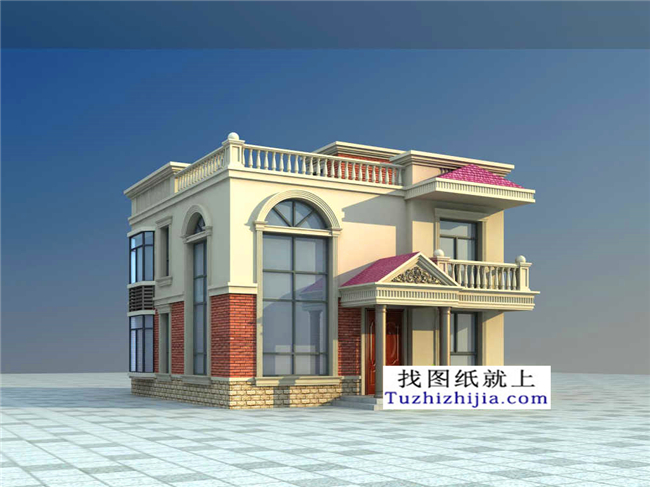 96平方米新農村住宅二層小別墅設計CAD圖紙及效果圖，10x10米