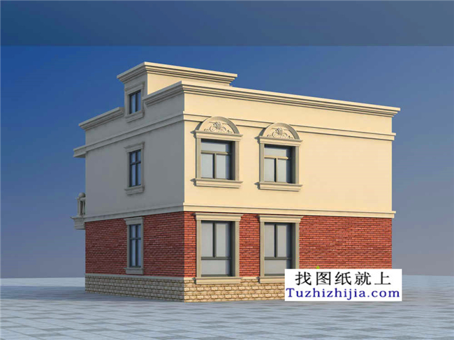 96平方米新農村住宅二層小別墅設計CAD圖紙及效果圖，10x10米