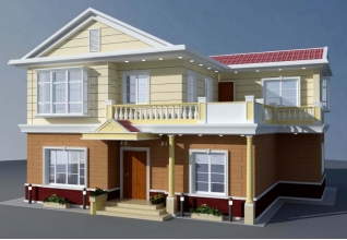 100平方米農村二層CAD設計圖紙帶外觀圖，12X8米