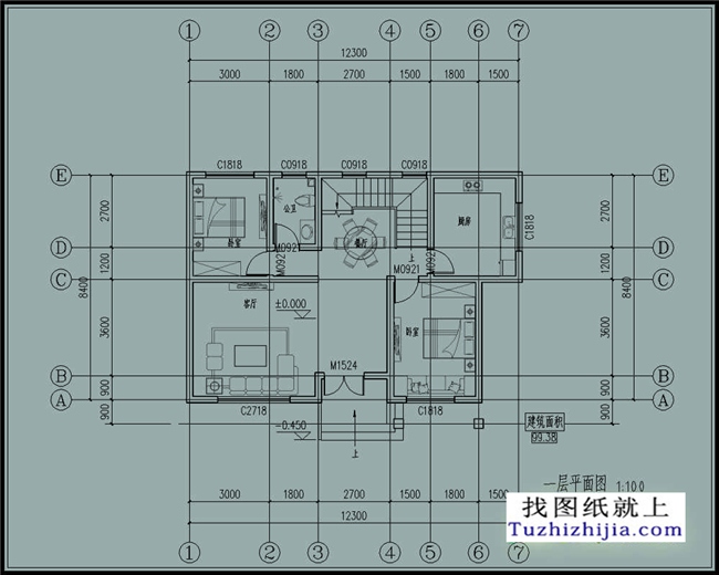 100平方米農(nóng)村二層CAD設(shè)計圖紙帶外觀圖，12X8米