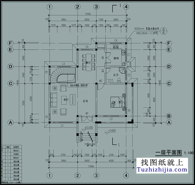 120平方米二層農(nóng)村自建別墅設(shè)計(jì)施工圖紙全套CAD,12X11米